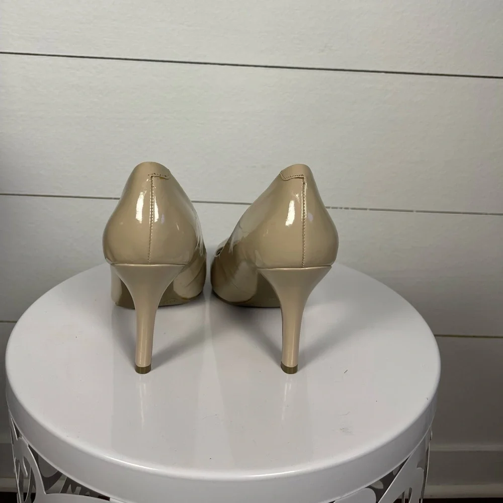 Beige Patent Leather Shoes by George Size 8.5